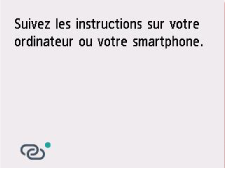 Écran avec un point vert : suivez les instructions sur votre ordinateur ou votre smartphone.